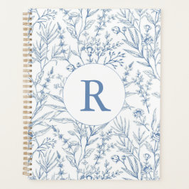 Agenda Monograma Personalizado Azul Azul Torrado Francês 