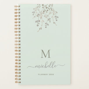 Agenda Monograma Personalizado de Aquarela Botânica em Sa