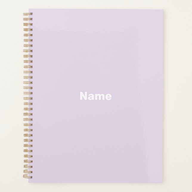 Agenda Monograma personalizado de lavanda pálida minimali (Frente)