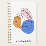 Agenda Monograma personalizado de retrato Abstrato minima<br><div class="desc">Linda ilustração moderna de uma face feminina cercada por formas abstrato orgânicas,  personalizada com o seu nome</div>