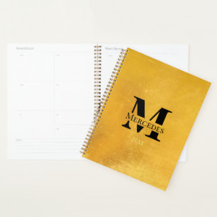 Agenda Monograma Personalizado Dourado Preto e Meteorizad
