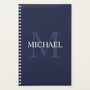 Agenda Monograma personalizado e Marinho de nome azul