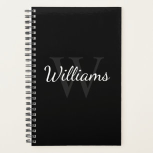 Agenda Monograma Personalizado e Nome Preto