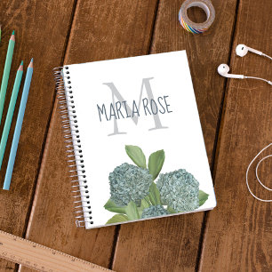 Agenda Monograma Personalizado Floral Azul Bonito