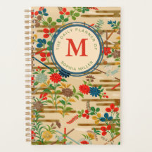 Monograma Personalizado Floral Japonês Vintage