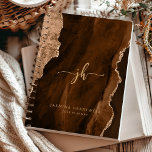 Agenda Monograma Personalizado Mocha Brown Agate 2025<br><div class="desc">Este elegante planejador de 2025 apresenta um design de agata marrom mocha,  cortado com brilho dourado. Personalize-o com as iniciais do monograma na letra de escrita dourada da tendência,  juntamente com o nome e o ano na letra sans serif.</div>
