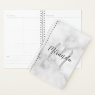 Agenda Monograma Personalizado Moderno e Símbolo Branco