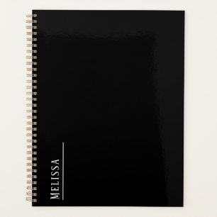 Agenda Monograma personalizado, preto simples personaliza