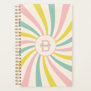 Agenda Monograma personalizado, retro 'Vibes de pirulito'