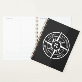 Agenda Monograma preto e branco do emblema da estrela da 