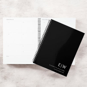 Agenda Monograma preto e branco profissional inicial