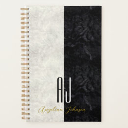 Agenda Monograma preto e branco simples