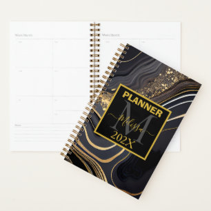 Agenda Monograma preto e Dourado