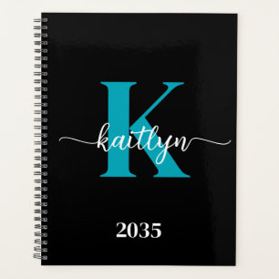 Agenda Monograma Preto Teal