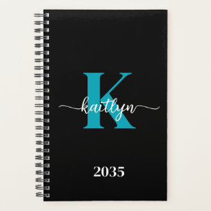 Agenda Monograma Preto Teal