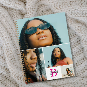 Agenda Monograma Rosa Adicionar Sua Própria Colagem Perso