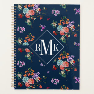 Agenda Monograma Rosa Bouquet Padrão Floral