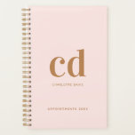 Agenda Monograma - rosa dourado, elegante<br><div class="desc">Um fundo rosa dourado feminino,  texto ouro. Personalize e adicione suas iniciais,  nome e um ano de título do monograma (qualquer ano).</div>