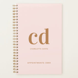 Agenda Monograma - rosa dourado, elegante