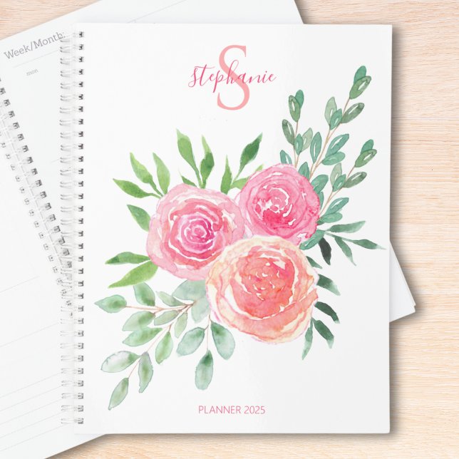Agenda Monograma - Rosa Floral (Criador carregado)