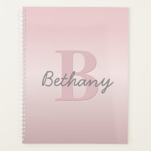 Agenda Monograma Rosa Personalizável e Seu Script De Nom