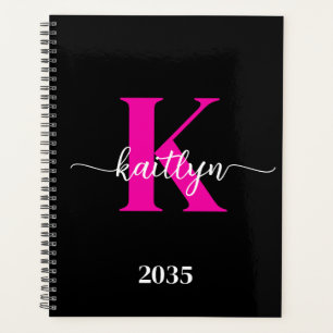 Agenda Monograma Rosa Quente Preto