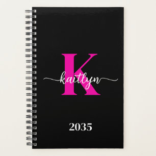 Agenda Monograma Rosa Quente Preto