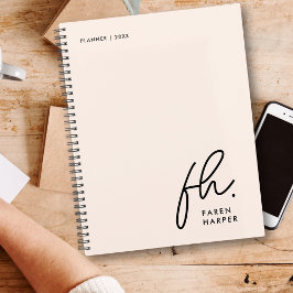 Agenda Monograma - Script Simples - Cor-de-rosa - Rosa Pe