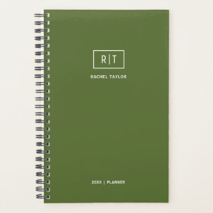 Agenda Monograma Semanal Moderno Escuro Verde Oleícola