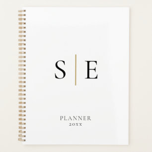 Agenda Monograma Simples Branco Dourado Preto 2023