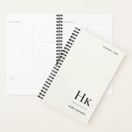 Agenda Monograma Simples Elegante Minimalista Marfim Pers