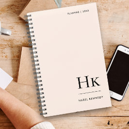 Agenda Monograma - Simples Pink Elegante Rosa Personaliza