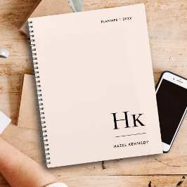 Agenda Monograma - Simples Pink Elegante Rosa Personaliza