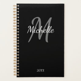 Agenda Monograma Simples Preto e Branco