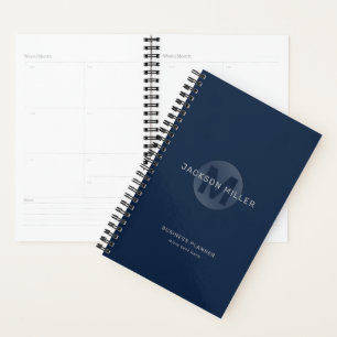 Agenda Monograma simples, simples e personalizado, azul-m