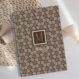 Agenda Monograma Taupe Brown Leaf