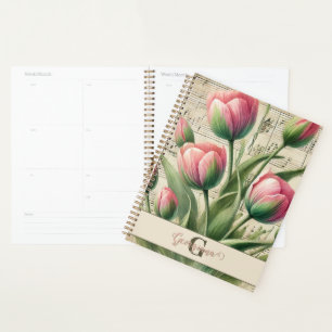 Agenda Monograma - Tuliphas Rosa e Verde