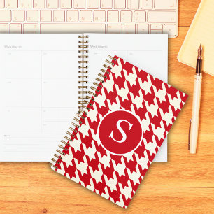 Agenda Monograma Vermelho e Branco Clássico de Cereja Hou