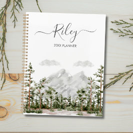 Agenda Monogramas Aquarela Montanha e Floresta