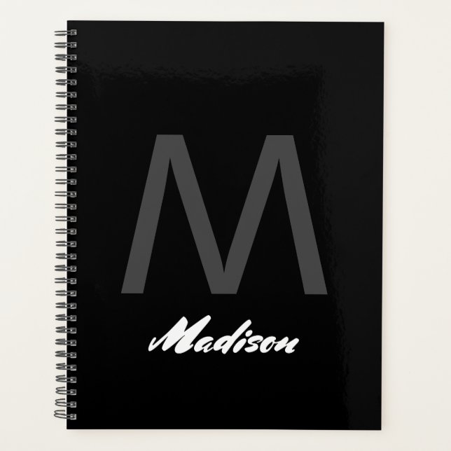 Agenda Monogramas Casamento Presente Favorece Preto Perso (Frente)