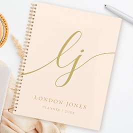 Agenda Monogramas Iniciais do Business Planner Blush Nome