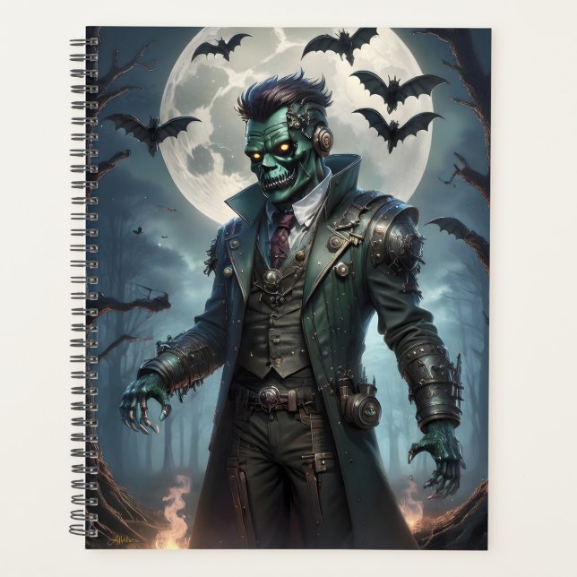 Agenda Monstro de Halloween Steampunk Frankenstein (Frente)