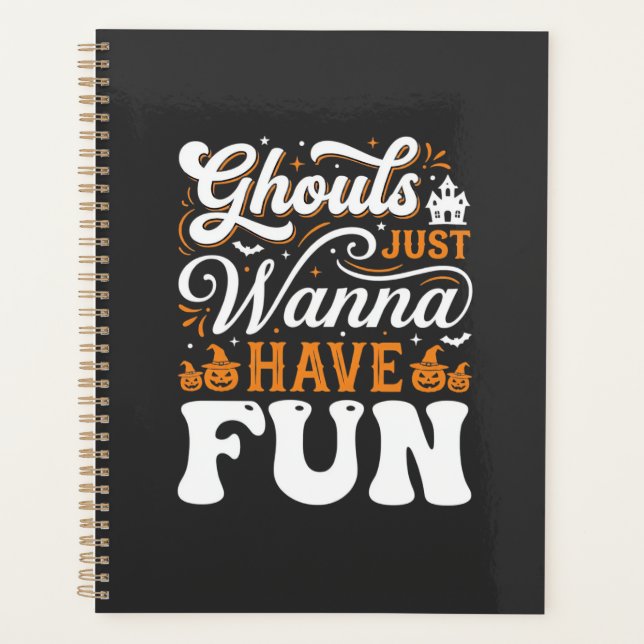 Agenda Monstros de Halloween Só Querem se Divertir Design (Frente)