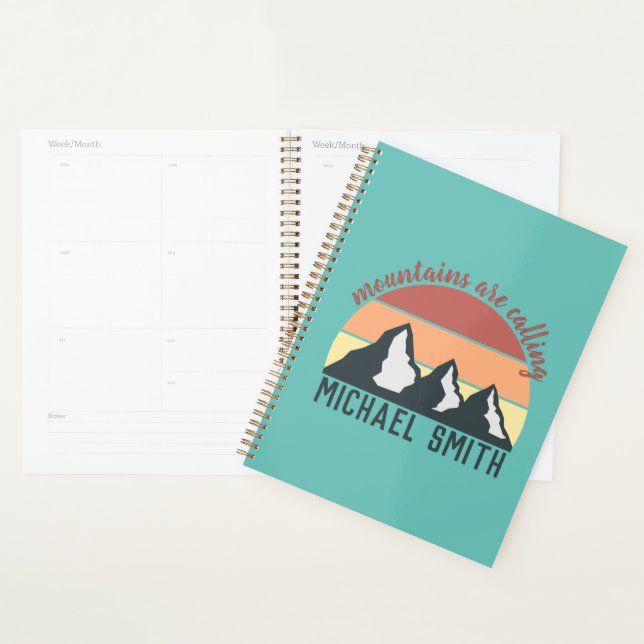 Agenda Montanhas pastéis vintage estão chamando monograma (Exibição)