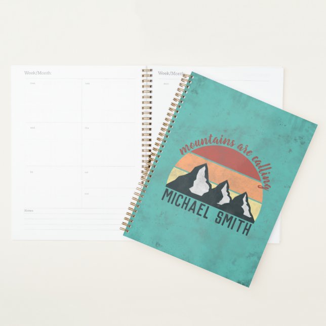 Agenda Montanhas pastéis vintage estão chamando monograma (Exibição)