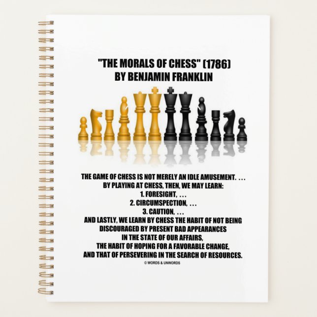 Agenda Morais De Xadrez Benjamin Franklin Refletiam Xadre (Frente)