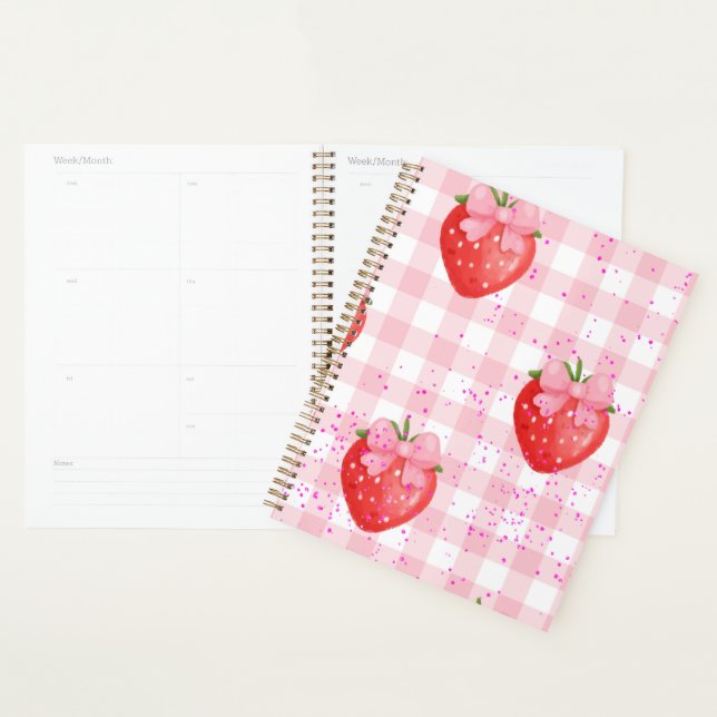 Agenda morangos laços vermelhos e rosa (Exibição)