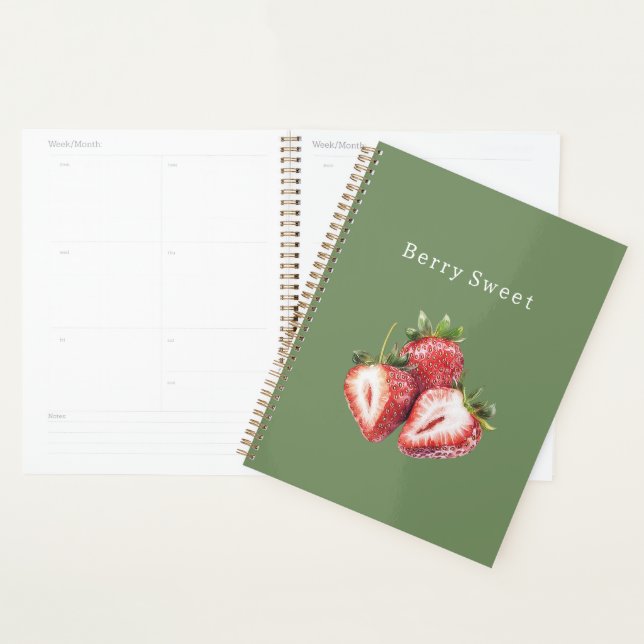 Agenda Morangos Verde Oliva Doce de Frutas (Exibição)