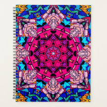 Mosaico Rosa Mandala Floral Psicélico Retro