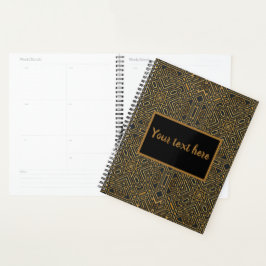 Agenda Mosaico Vintage Negro e Dourado